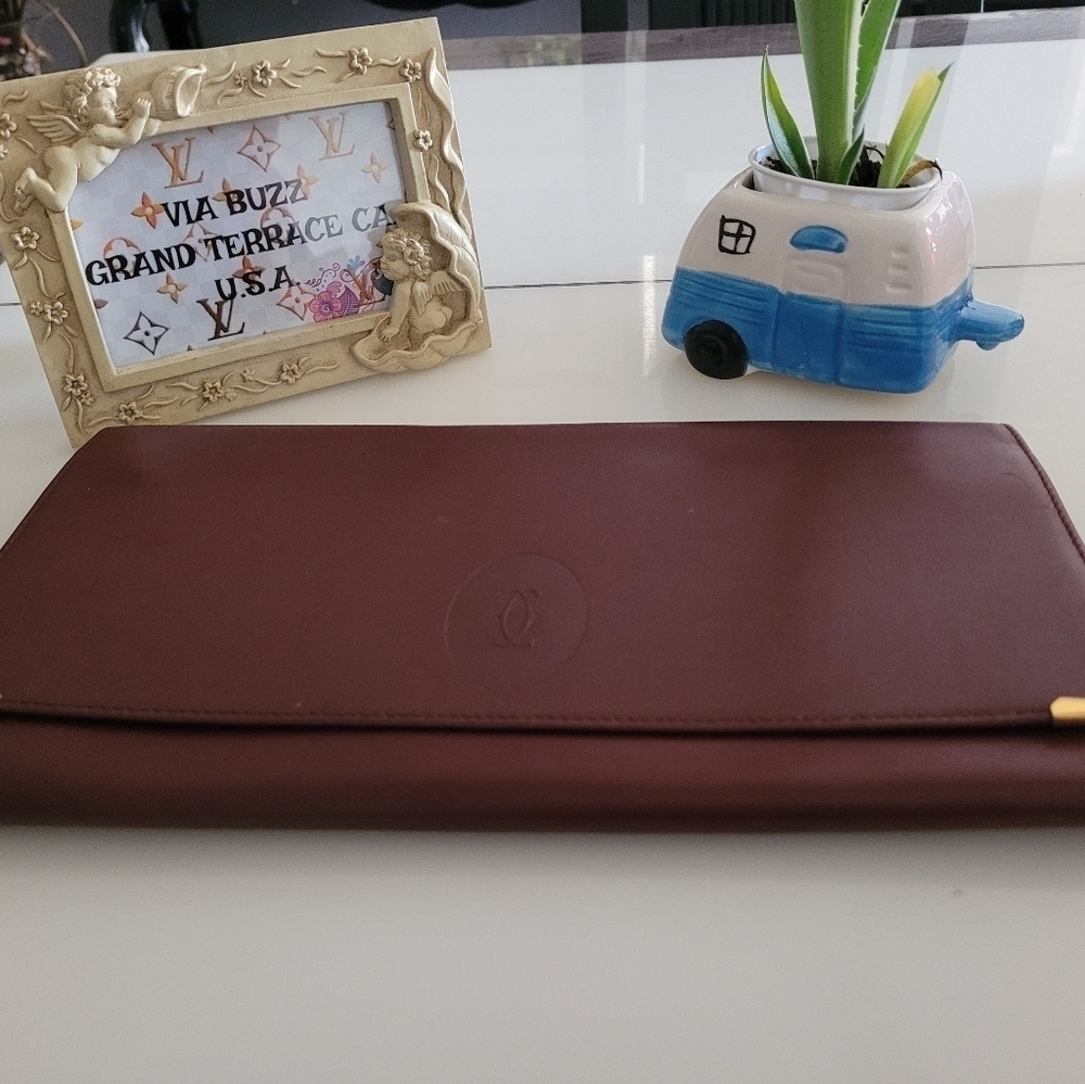 Vintage Cartier Bordeaux Organizer Clutch Bag